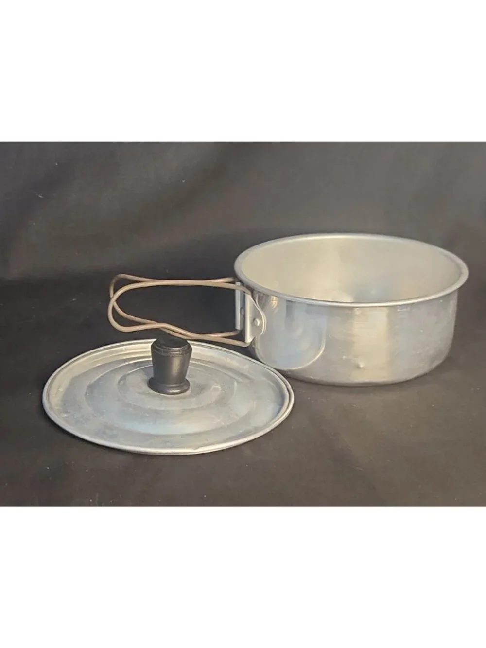 Vintage Camping Aluminum Mess Kit Cooking Pot For Use With Sterno Canned Fuel